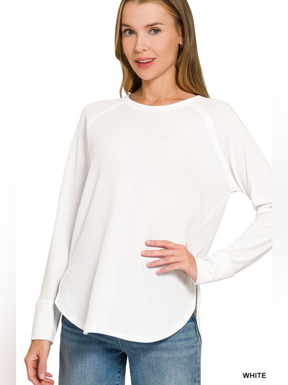 Zenana Baby Waffle Long Sleeve Top - Picture 1 of 4